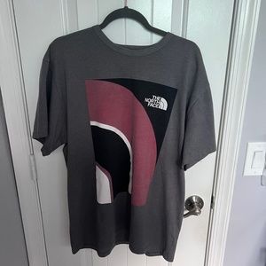 The North Face T-Shirt Men's L Short Sleeve Graphic Gray Black Red Cotton Poly